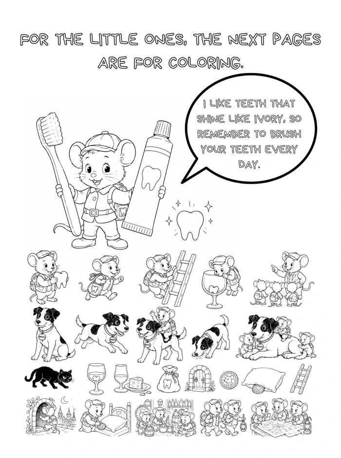 Colouring pages from The Origin of the Little Mouse Pérez