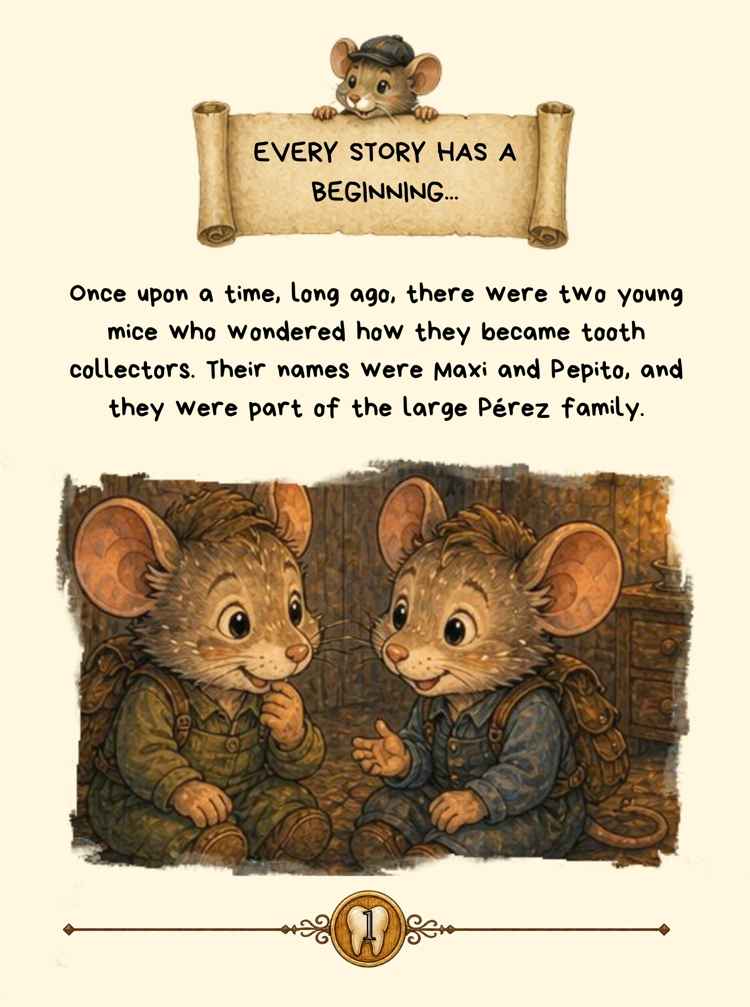 First interior page of The Origin of the Little Mouse Pérez