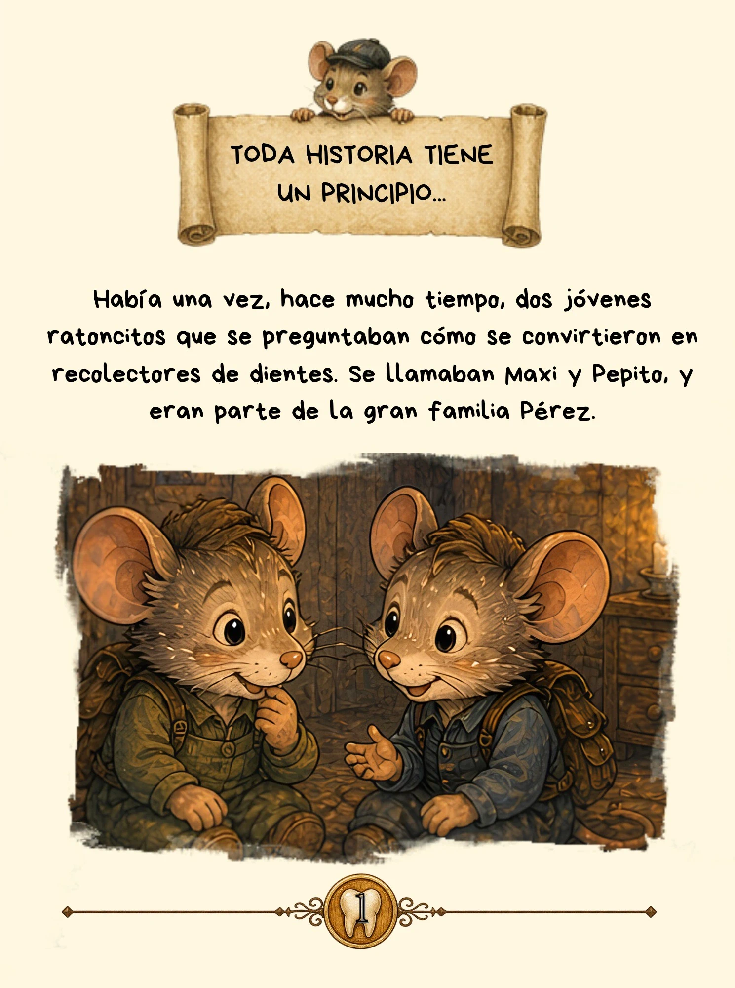 Primera página interior de El origen del Ratoncito Pérez