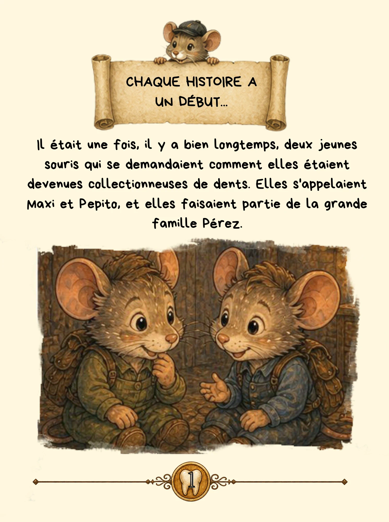 Première page intérieure de L'origine de la Petite Souris